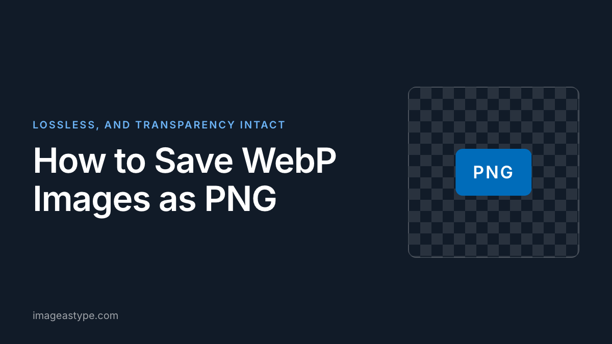 Title card reading "How to Save WebP Images as PNG"